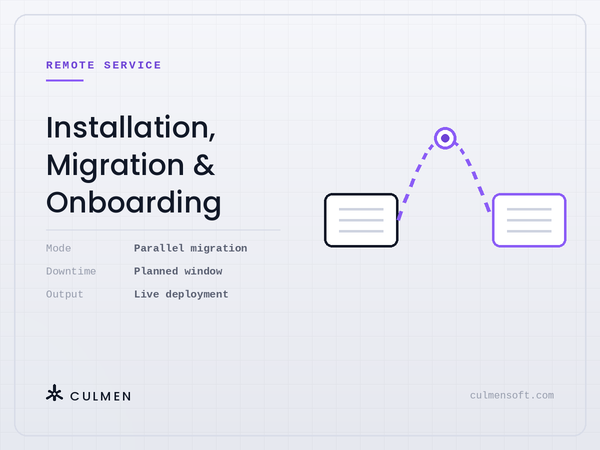 Installation, Migration and Onboarding — parallel migration in a planned window, live deployment