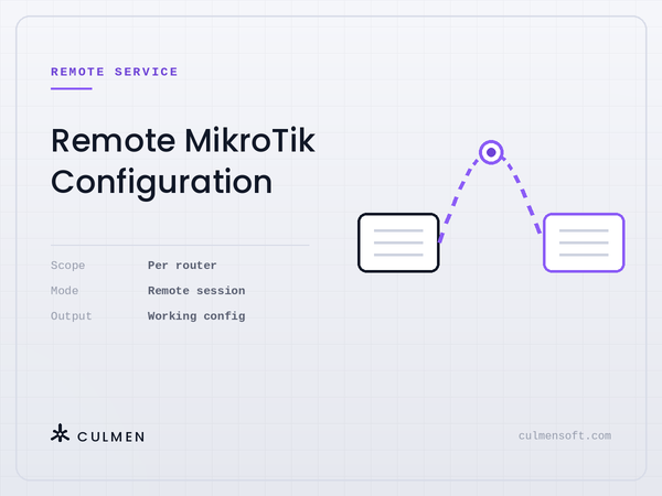 Remote MikroTik Configuration — per router, remote session, working config delivered